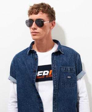 Superdry SDR Micah Férfi Napszemüveg Kék | RPMZG4657